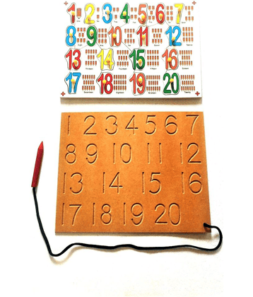 NUMBER COUNT 1-20 WRITING PRACTICE TRACING BOARD WITH DUMMY PENCIL & NUMBER PUZZLE LEARNING BOARD FOR KIDS PRE PRIMARY EDUCATION