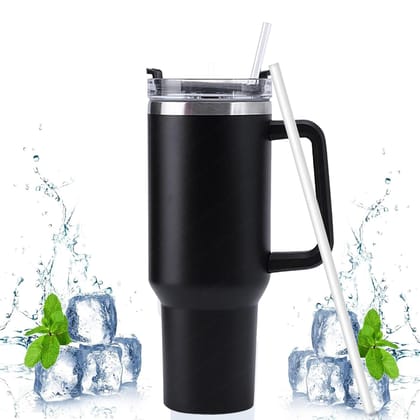 KKK Retailers Hot and Cold Stainless Steel Tumbler with Handle and Straw Lid 1.2 L