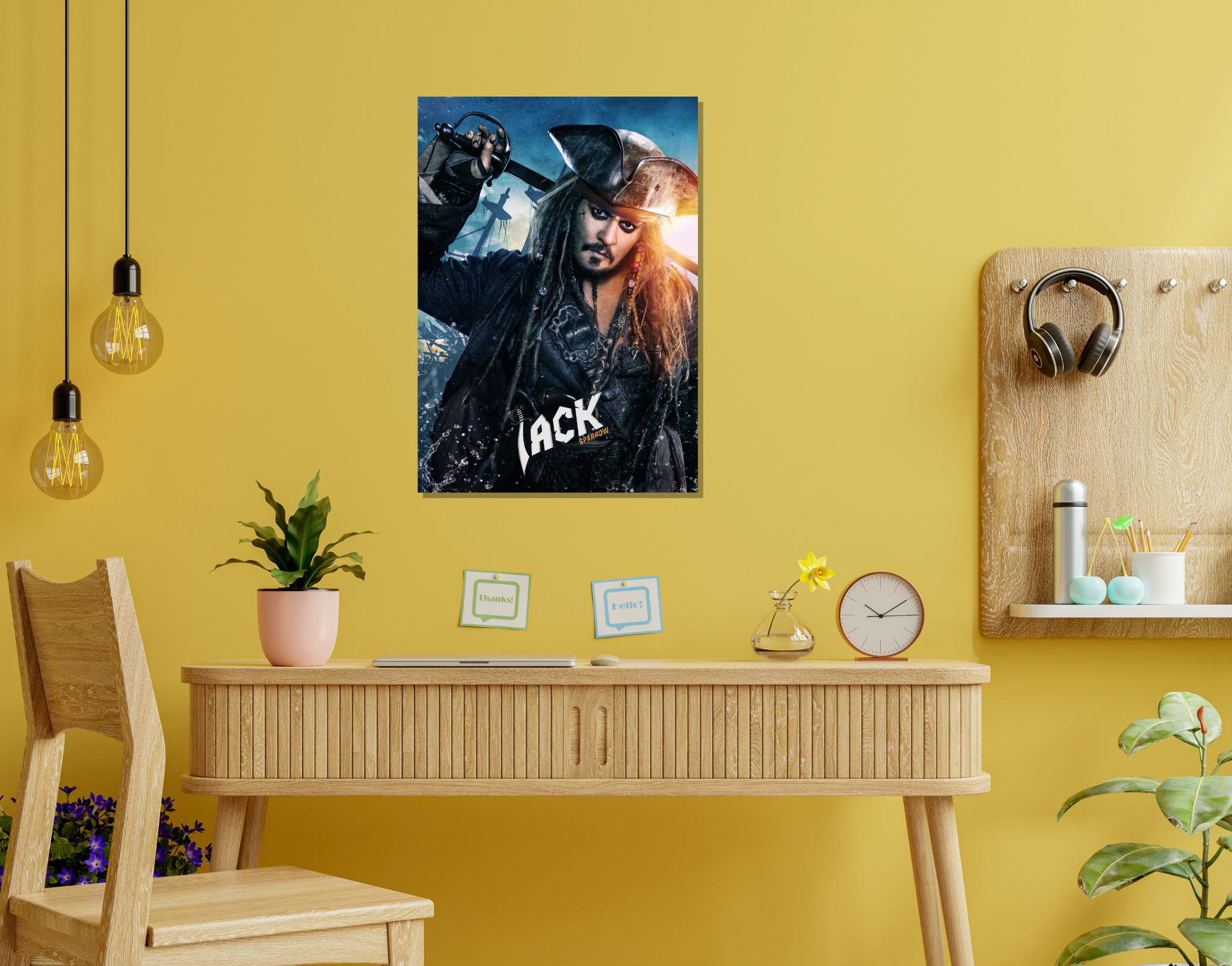 "CAPTAIN JACK SPARROW: PIRATES OF CARIBBEAN"- Shiny & Sturdy Metallic Poster  Art That Pops & Sticks (Literally!)-A3