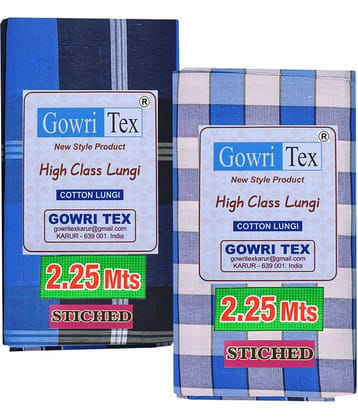 GOWRI TEX Cotton Blend Men's Lungi Multicolor ( Pack of 2 )