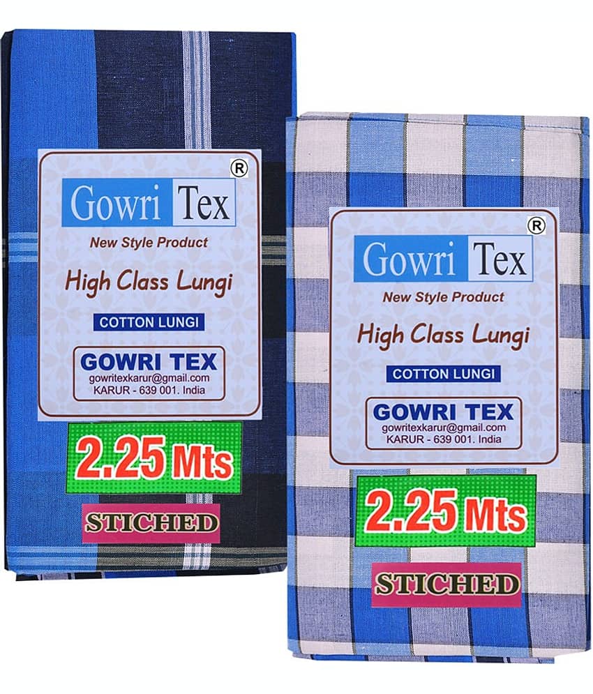 GOWRI TEX Cotton Blend Men's Lungi Multicolor ( Pack of 2 )