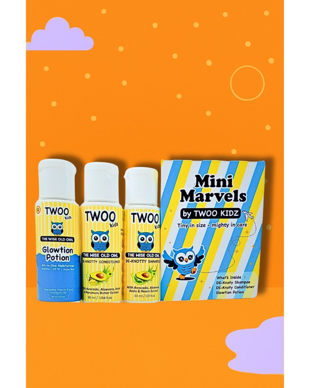 MINI MARVELS KIT: De-Knotty shampoo, De-Knotty Conditioner & Glowtion Potion (30ml*3)