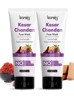 KURAIY Gold Kesar Chandan Face wash For Glowing Skin, All Skin Types 75ml Each (Pack of 3)