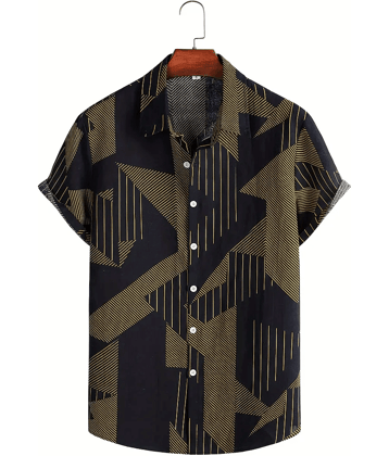 AAPSKA Rayon Flex Regular Fit Printed Half Sleeves Men's Casual Shirt - Black ( Pack of 1 )