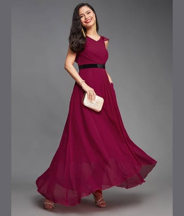 Miss Chase Women Polyester Solid Wrap Dress ( Green )