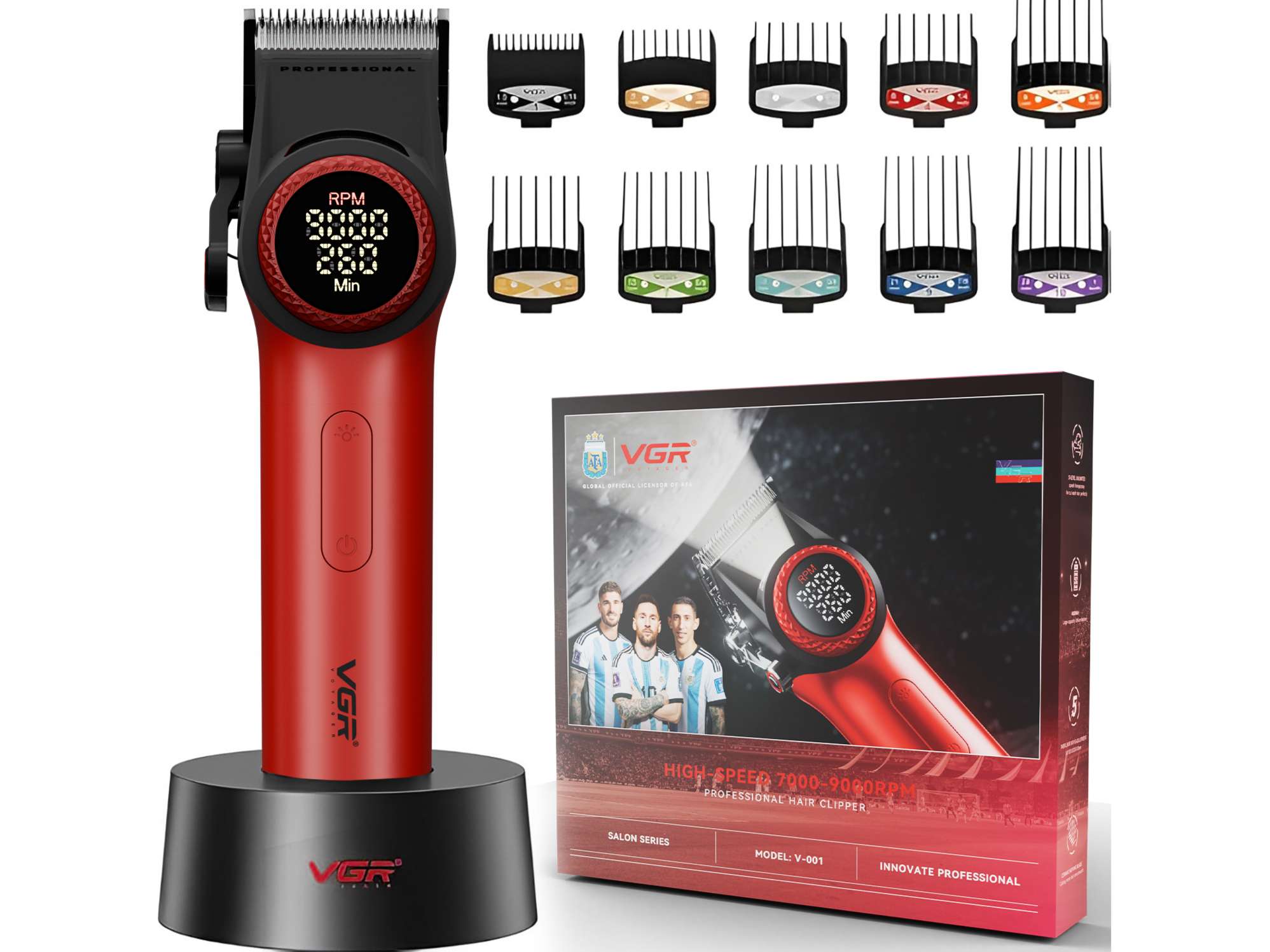 VGR V-001 Professional Hair Clipper For Men, Red