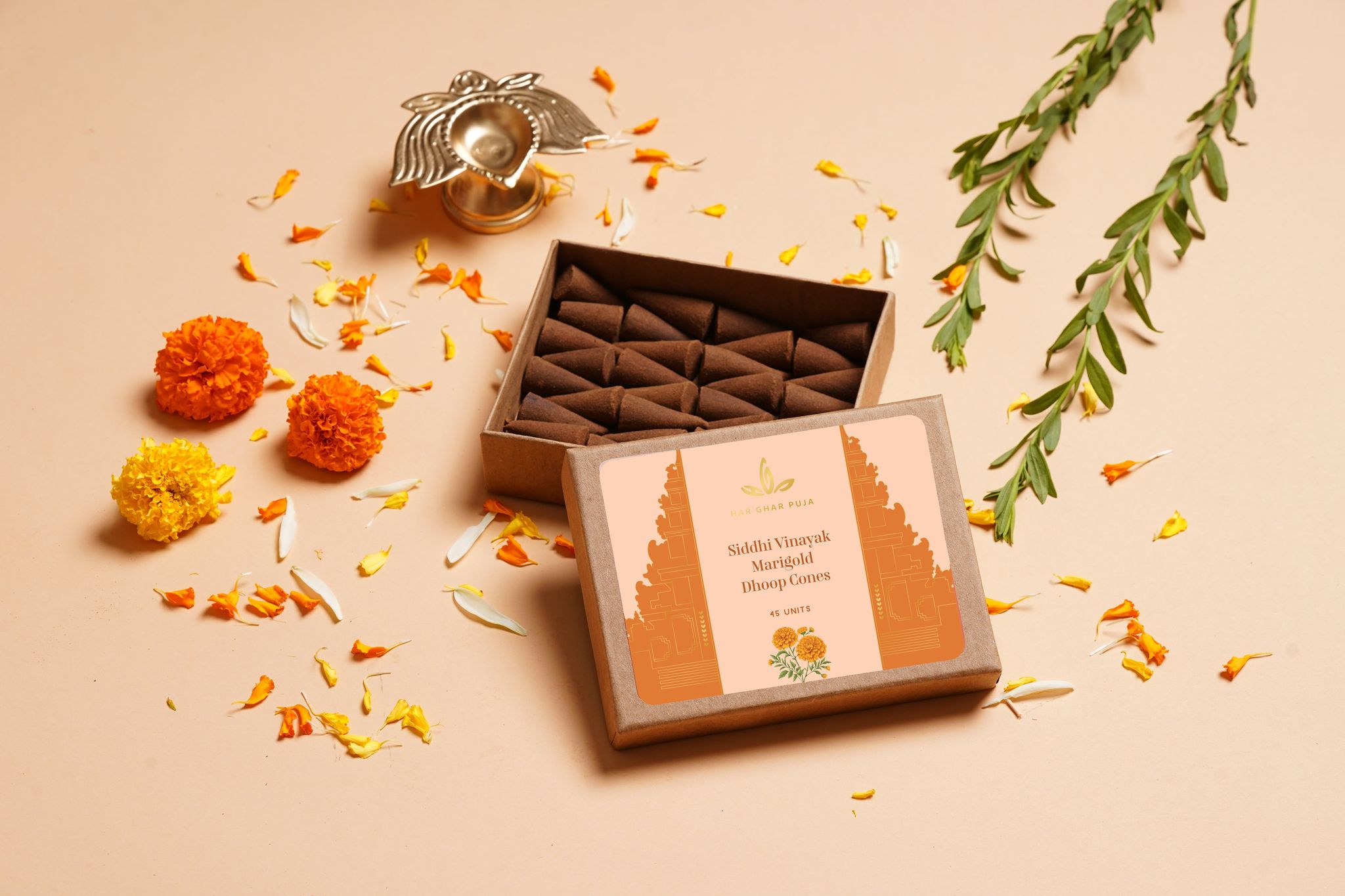 Har Ghar Puja Siddhi Vinayak Marigold Dhoop Cones