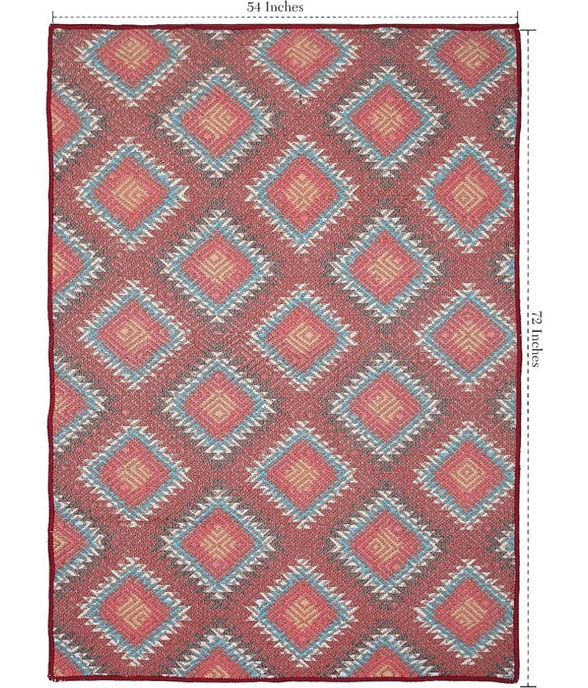 Aazeem Red Polyester Carpet Abstract 4x6 Ft