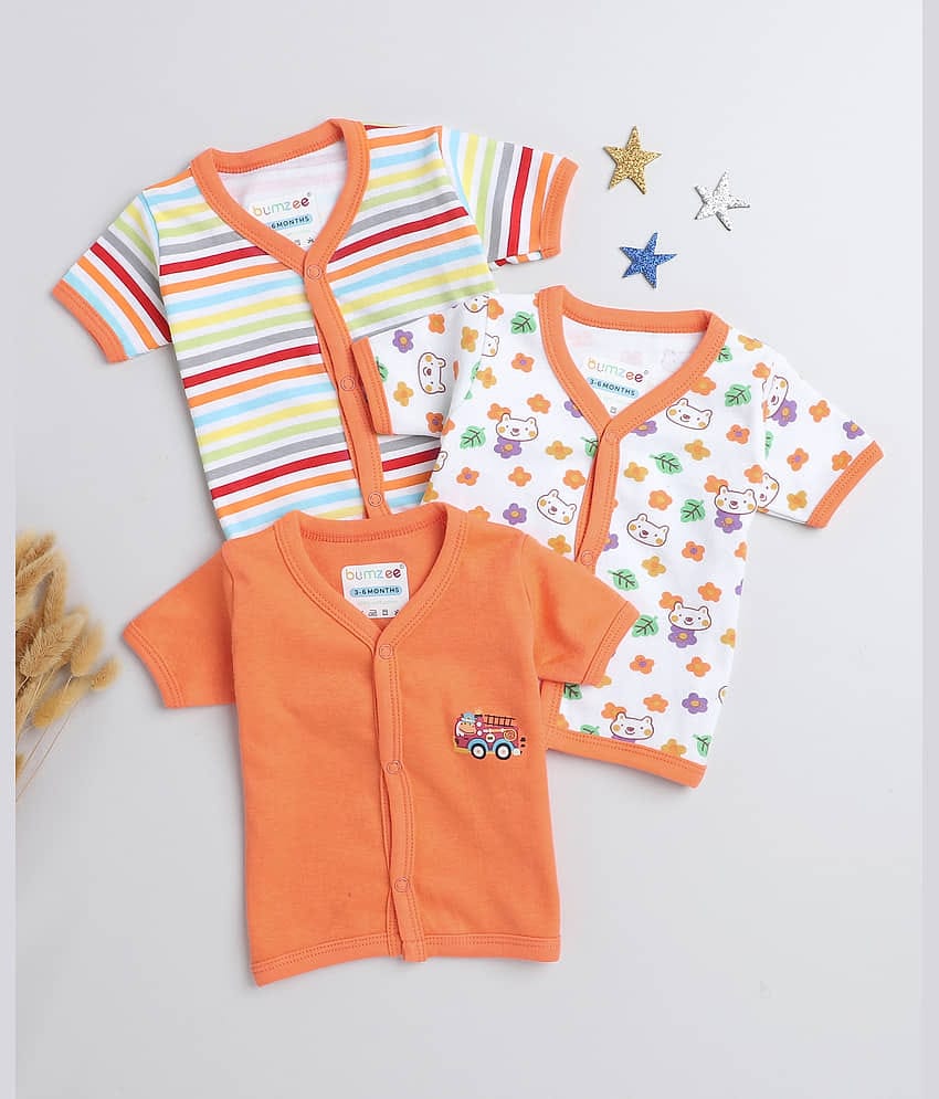 BUMZEE Pack of 3 Baby Boys Cotton Shirt ( Orange )
