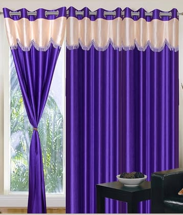 Tanishka Fabs Solid Semi-Transparent Eyelet Curtain 7 ft ( Pack of 2 ) - Blue