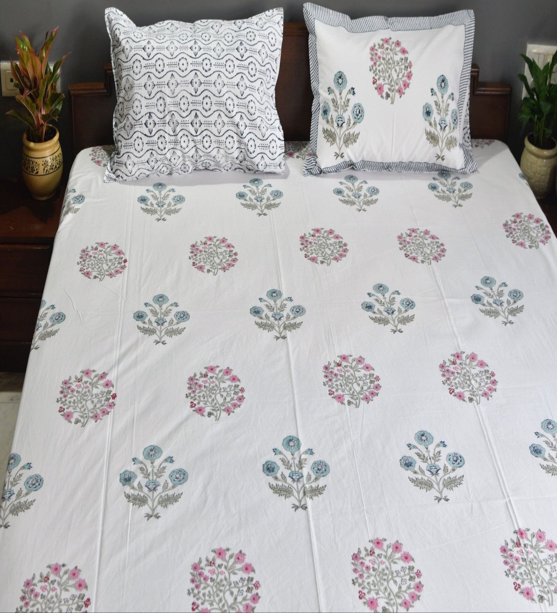 Utsav Handblock Bedsheet : High-Quality Comfort King 90x108 inches