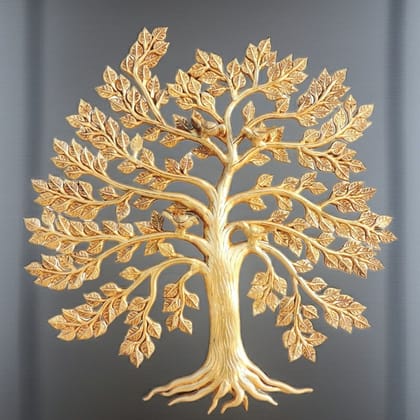 Brass Wall Hanging Tree Statue - Traditional Metal Art Decor, Height : 22.5 Inch (BSMAS1569 E)