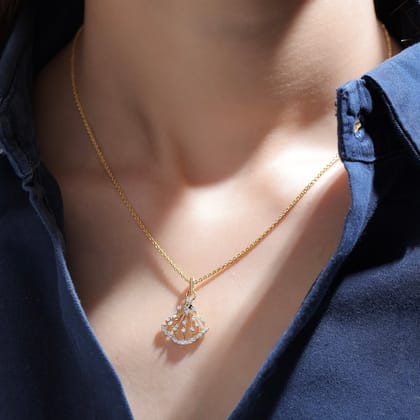 Eliane Silver Pendant with chain For Women-Yellow Gold / 16 inches