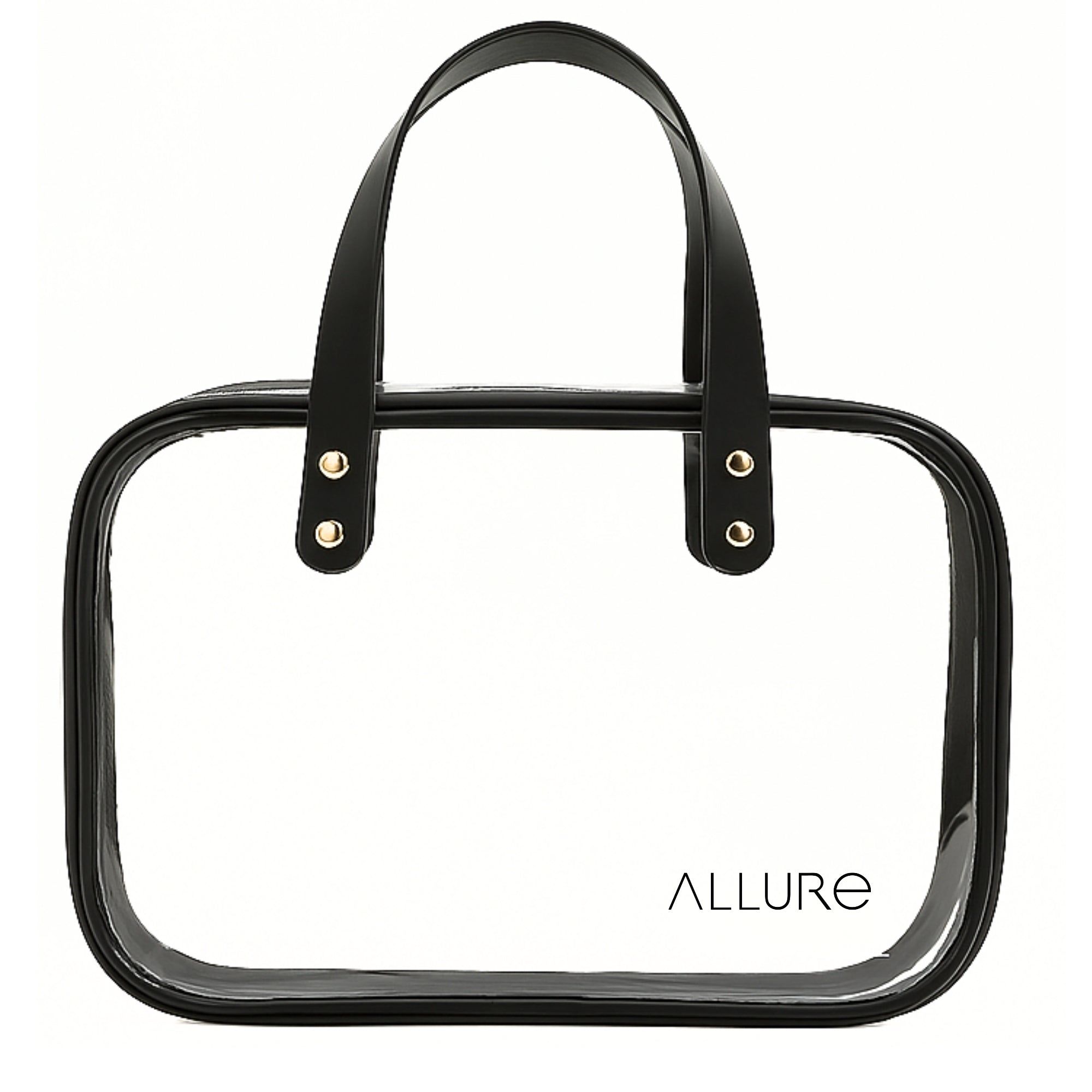 Allure Transparent Travel Makeup Bag with Handles (ATHB_11)-Transparent