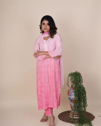 Indulge in luxury with our Gulaabo pink kurta set.