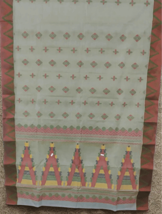 Bengal Red-Off white Cotton Tangail Saree