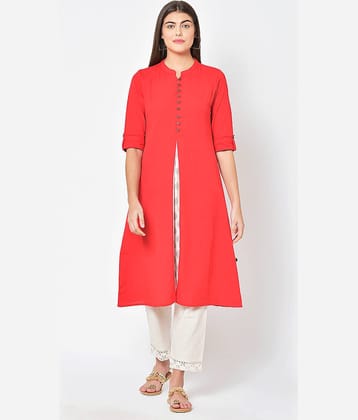 Pistaa - Red Cotton Blend Women's Front Slit Kurti ( Pack of 1 )
