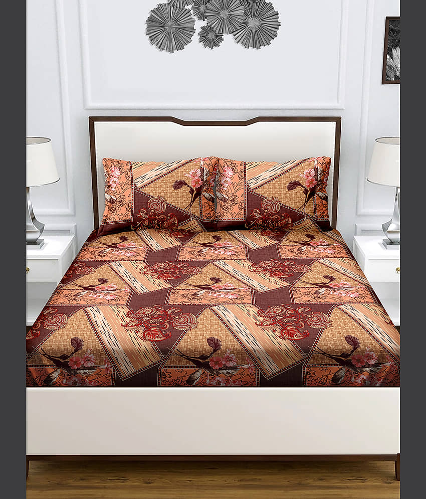 Bella Casa Cotton Double Bedsheet ( Multicolor )