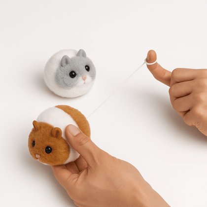 Plush Hamster Toy for Pets – Interactive Cat & Dog Play Toy with Elastic String
