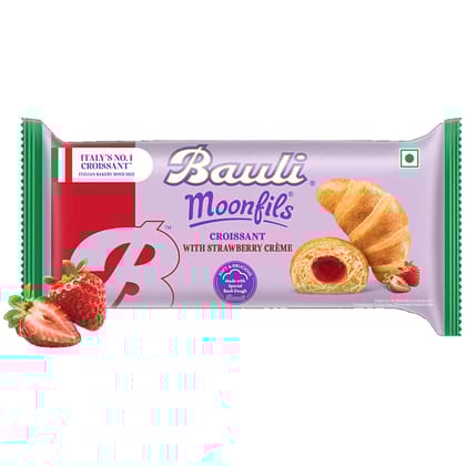 Bauli Moonfils Croissant - Strawberry Creme, 100% Veg, 45 g