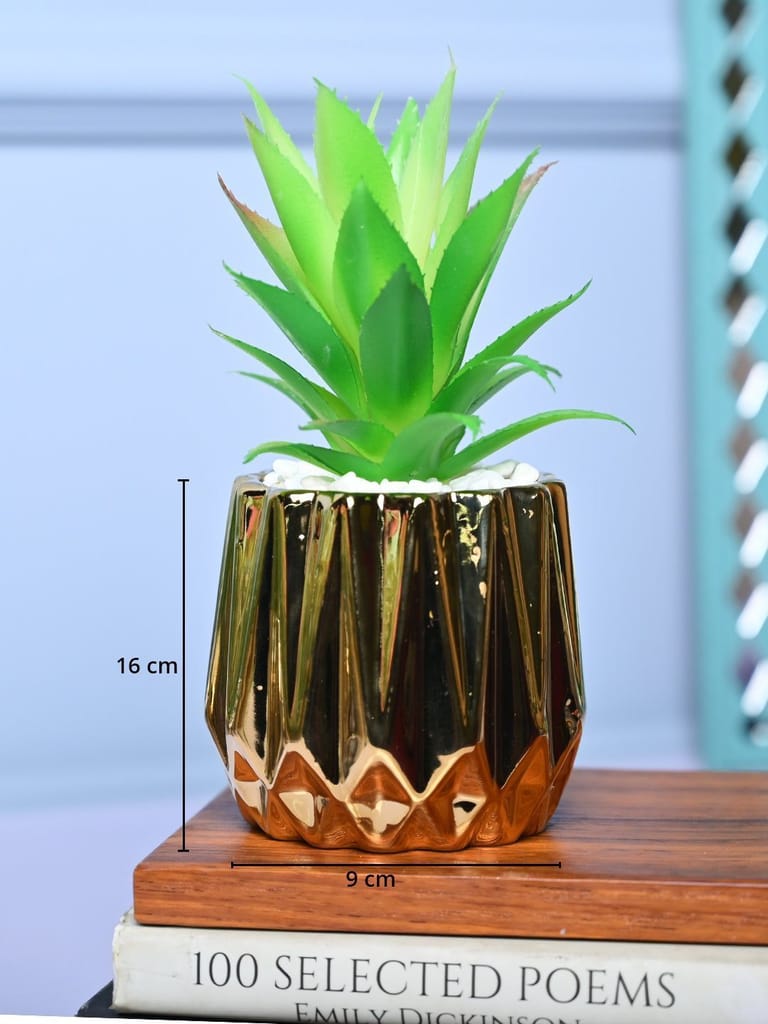 Chic & Glossy - Zigzag Design Faux Plant with Ceramic Pot