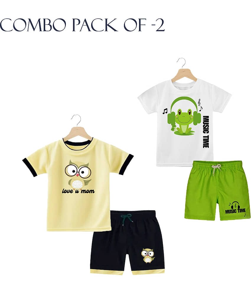 RBF84 Pack of 2 Baby Boys Cotton T-Shirt & Shorts Set ( Multicolor 3 )