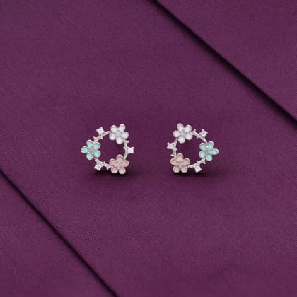 Multi Colour Floral Casual Silver Earrings-None / Silver