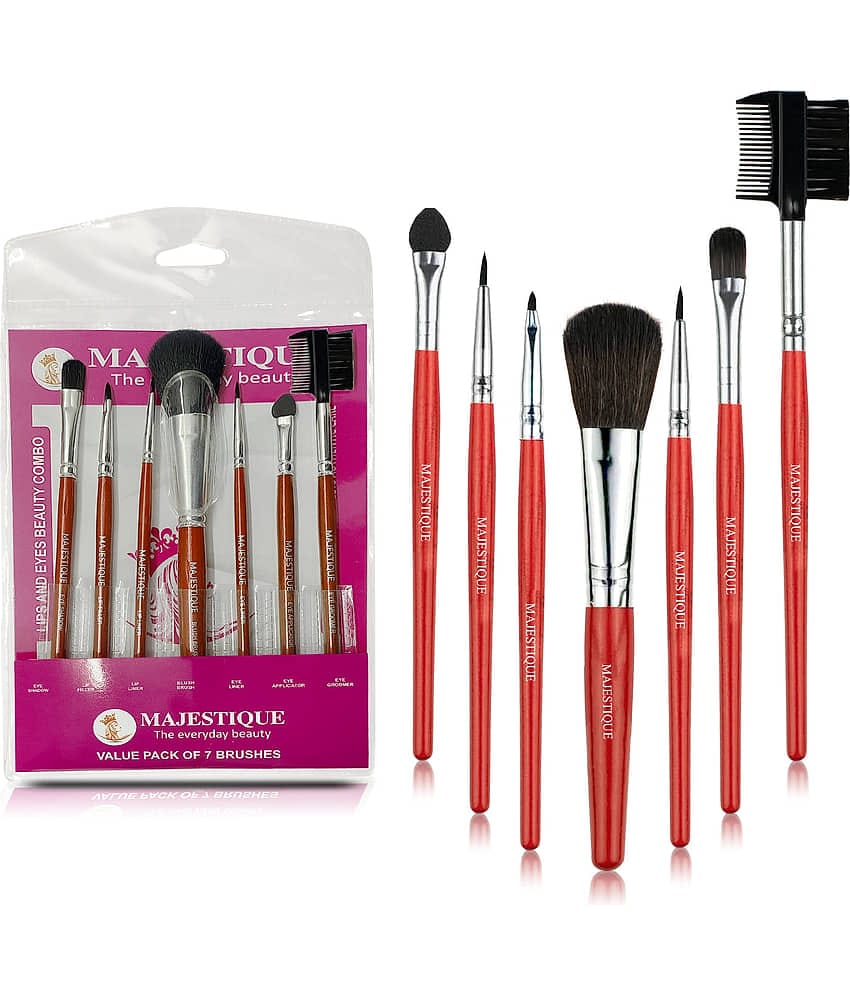 Majestique 7Pcs Makeup Brush Kit Eyes Lips Beautifier Brushes Set Eye Liner Makeup Kit (Multicolor)