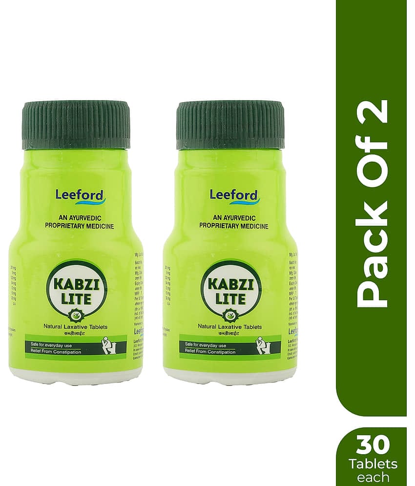 Kabzi Lite Herbal Laxative for Constipation & Bloating Relief|Non-Habit Forming & Ayurvedic Bowel Regulator  30 Tab ( Pack of 2)