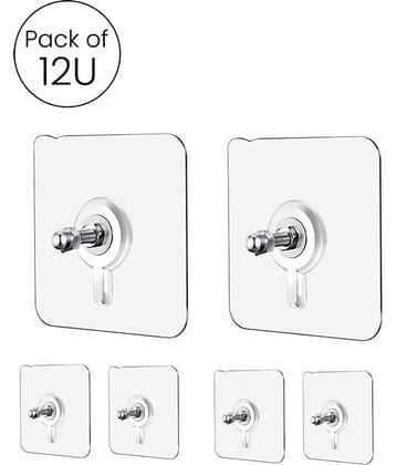Self Adhesive Wall Hanging Hooks Pack of 12, WaterProof 10 Kg Capacity Strong for Home Kitchen