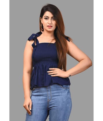 Frionkandy - Navy Blue Rayon Women''s Empire Top ( Pack of 1 ) - None