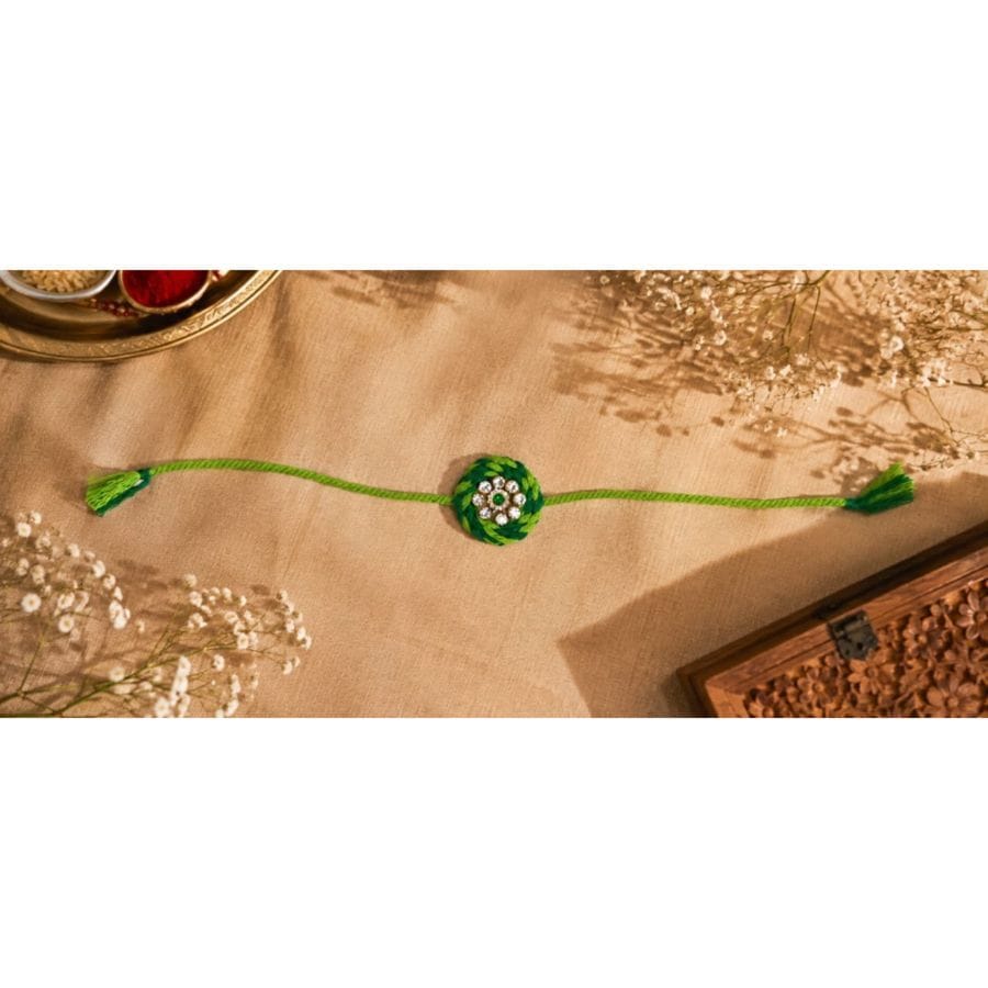 GREEN MACRAMÉ RAKHI