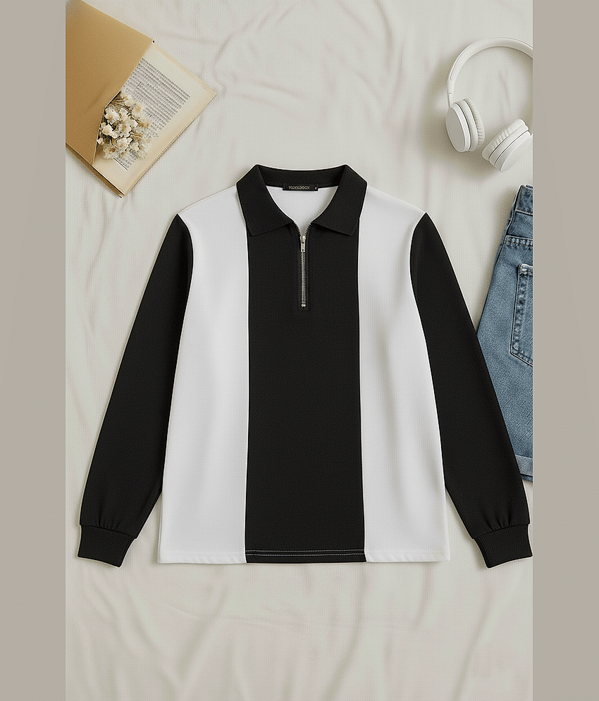 Try This Cotton Blend Polo Collar Men's Sweatshirt - Black ( Pack of 1 )