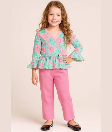Lazy Shark Pack of 1 Girls Cotton Blend T-shirt & Pants ( Multicolor )