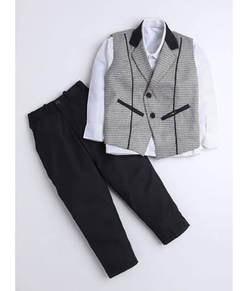 DKGF Fashion Boys Cotton Blend 2 Piece Suit ( Black , Pack of 1 )