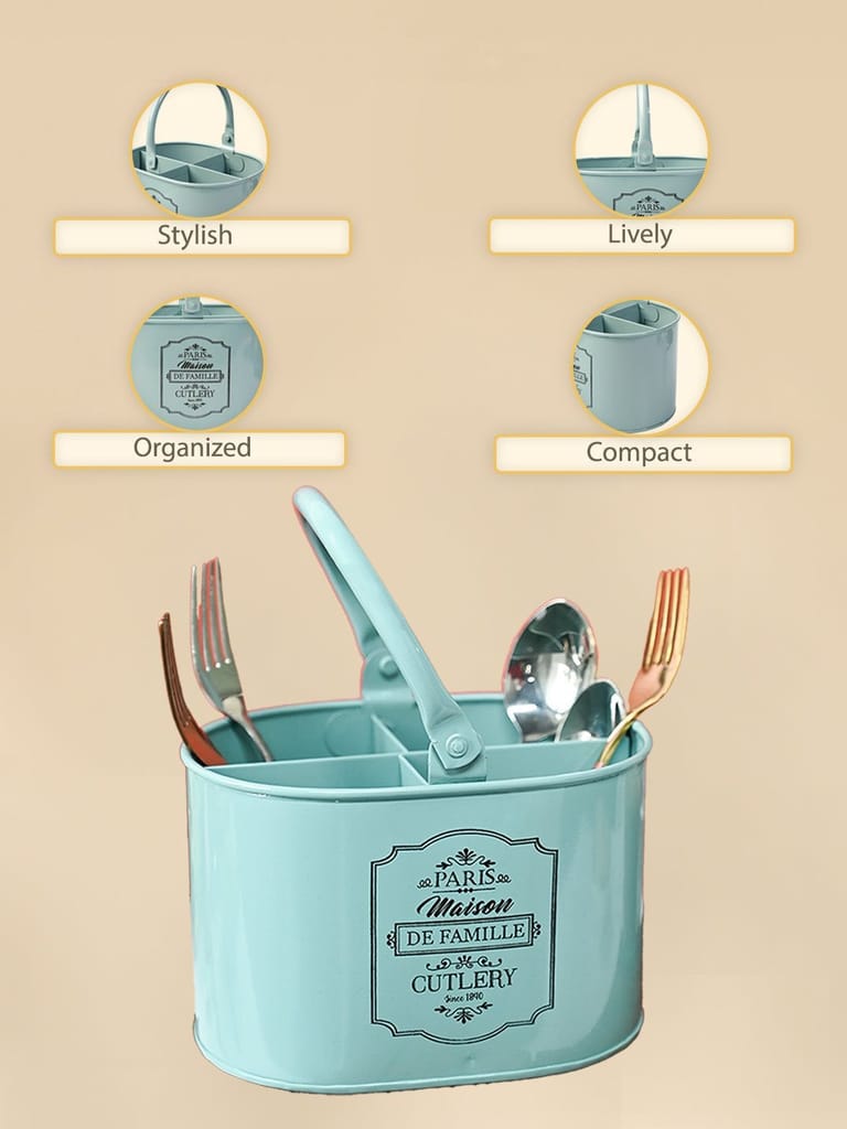 Metal Cutlery Holder - Green