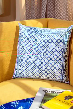 Indigo Magic Cushion Cover - Block Printed-Set of 3 / 45 x 45