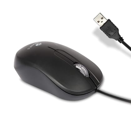 Zebronics Sprint USB Optical Mouse, Ergonomic Build and 3 Buttons with 1200 DPI- Black