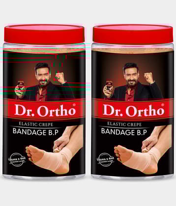 Dr. Ortho Elastic Crepe Bandage - 10cm x 4mt (Pack of 2) Orthopaedic Cotton Fabric