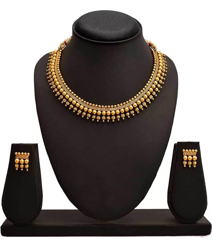 ROFARWORD Gold Brass Necklace Set ( Pack of 1 )