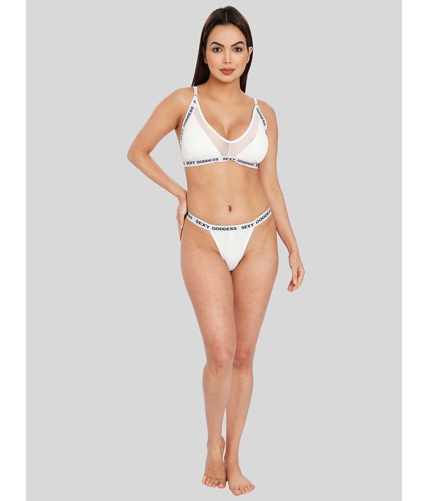 ILRASO Polyester Women's Bra & Panty Set ( White )