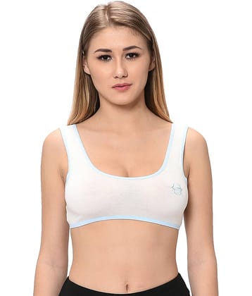 Elina Blue Cotton Solid Sports Bra
