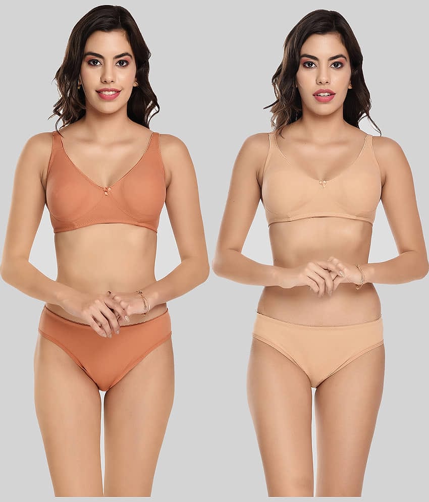Elina Pack of 2 Cotton Women's Bra & Panty Set ( Multicolor )