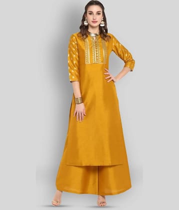 Janasya - Yellow Straight Silk Women's Stitched Salwar Suit ( Pack of 1 )
