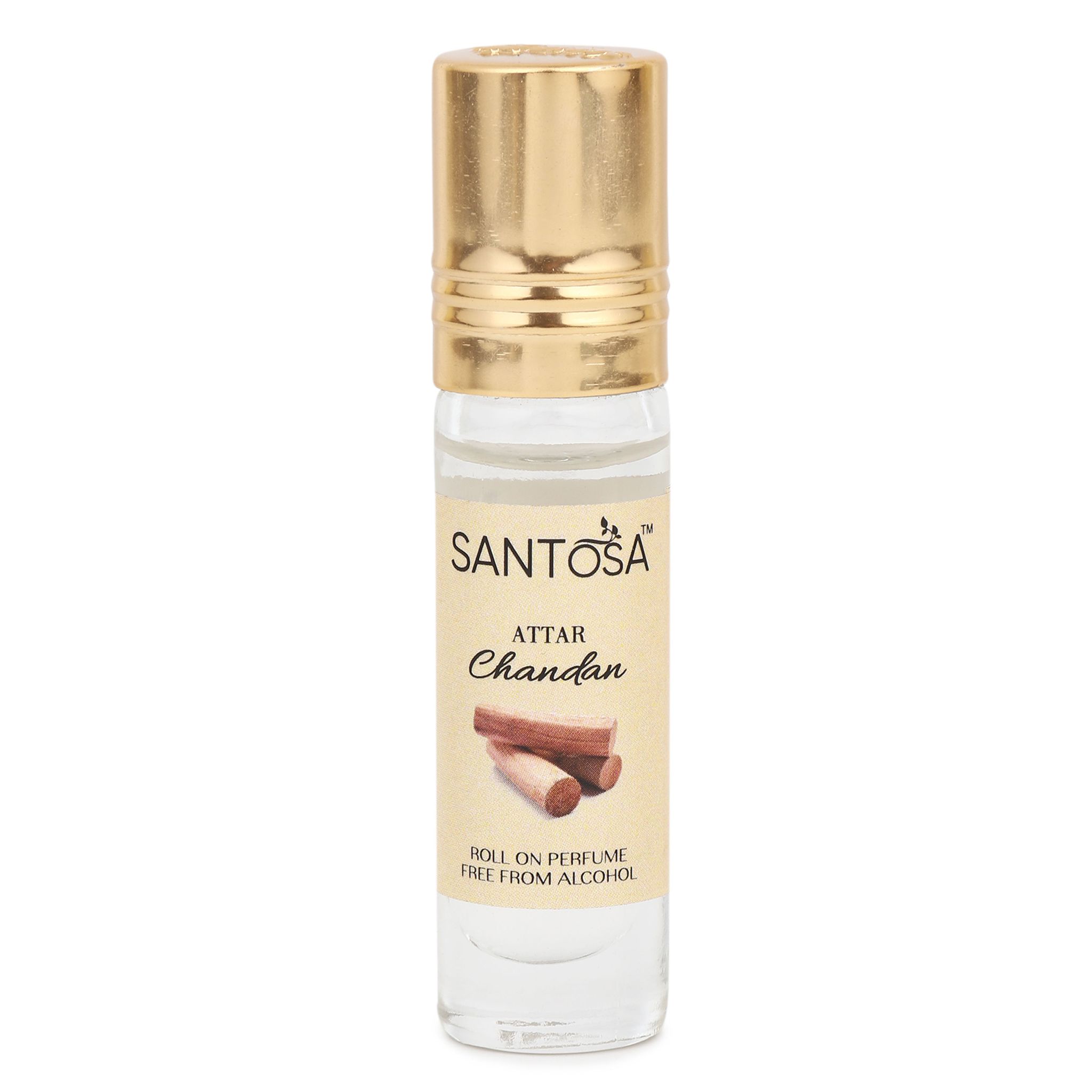 Santosa Original Sandal Aka Chandan Attar 6ml - Premium Alcohol-Free, Long-Lasting, Travel-Sized Roll-On with Authentic Sandalwood Oil