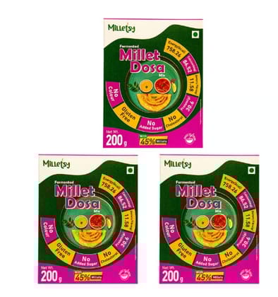 Milletsy Millet Dosa Instant Mix Pack of 3| 200 gm each Milletsy Millet Dosa Instant Mix Pack of 3| 200 gm each