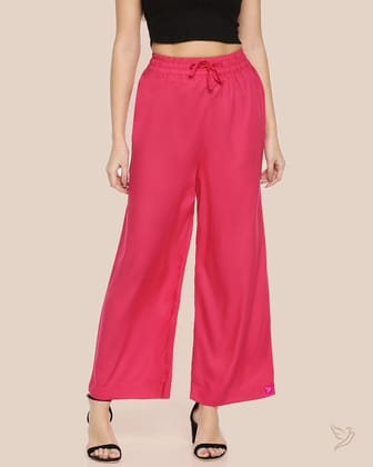 Solid Wide Leg Palazzo - Bubble Gum-S / Bubble Gum