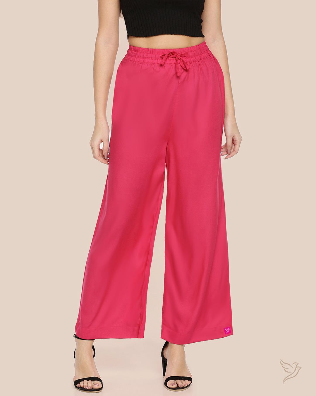 Solid Wide Leg Palazzo - Bubble Gum-S / Bubble Gum