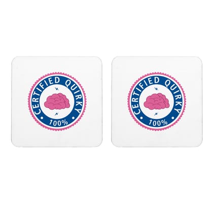 Multicolor Certified Quirky 00% Set Of 2 Square Wooden Coaster