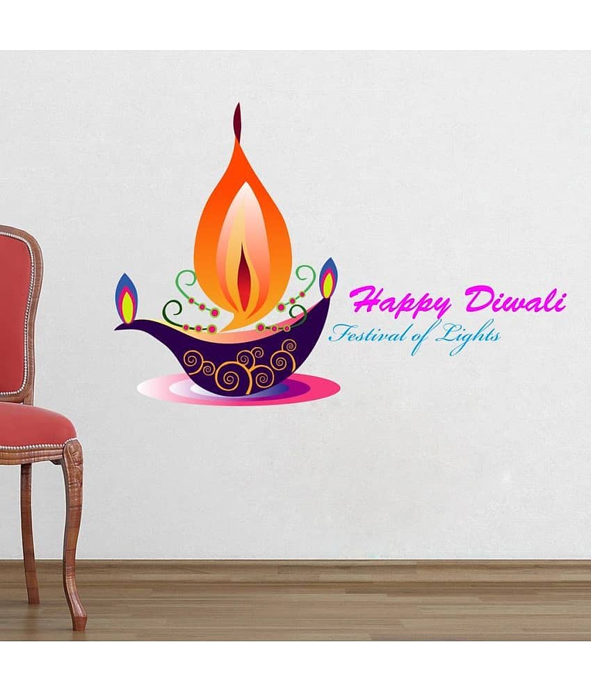 Decor villa Diya happy diwali Vinyl Wall Stickers